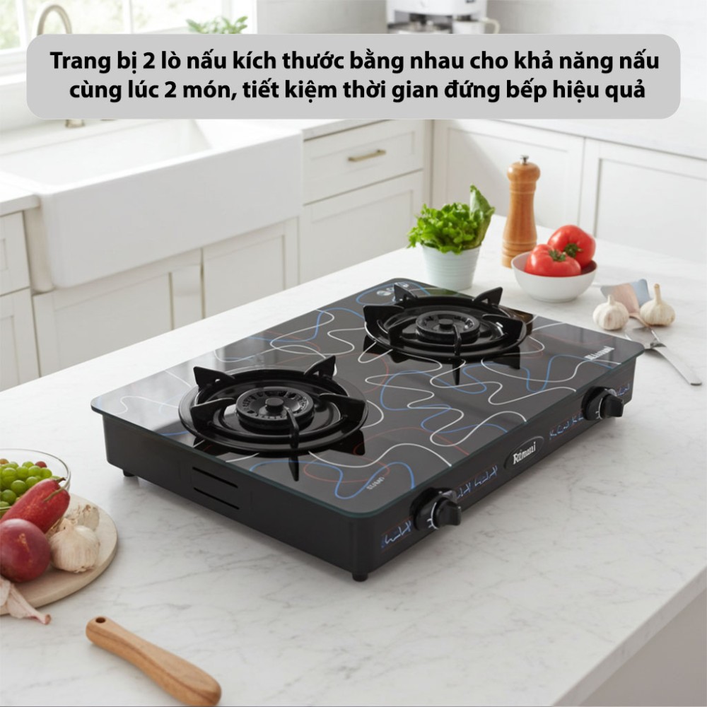 Bếp gas dương Rinnai RV-715SLIM-SCH(ZI) thiết kế 2 lò nấu tiết kiệm thời gian đứng bếp