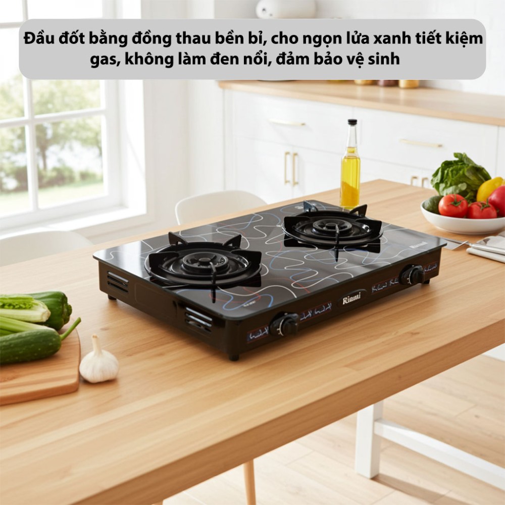 Bếp gas dương Rinnai RV-715SLIM-SCH(ZI) đầu đốt bằng đồng tiết kiệm gas