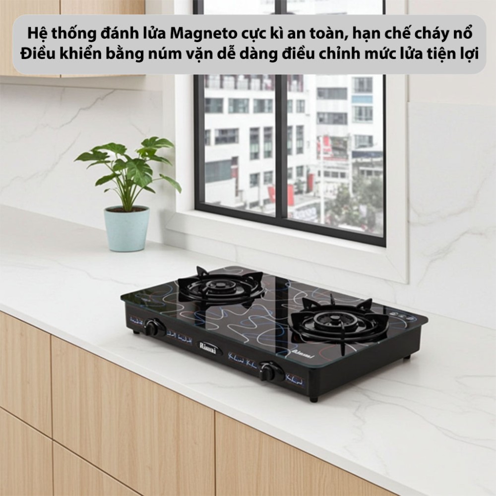 Bếp gas dương Rinnai RV-715SLIM-SCH(ZI) hệ thống đánh lửa Magneto siêu nhạy