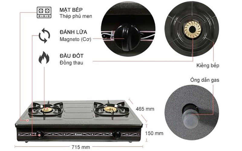 Bếp gas dương đôi Rinnai RV-375(G)N - Hàng chính hãng