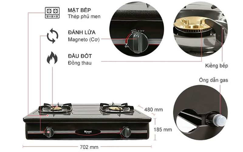 Bếp gas dương đôi Rinnai RV-870GSB(M) - Hàng chính hãng