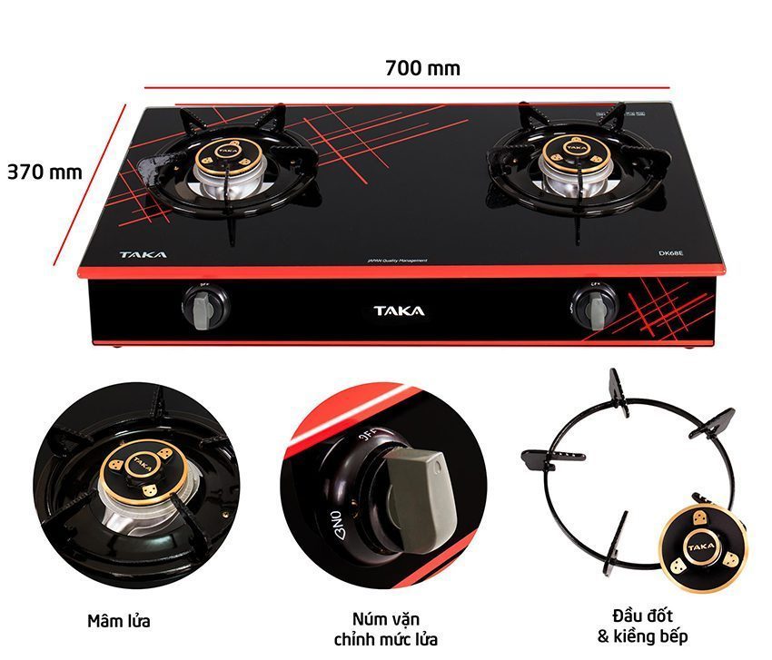 Bếp gas đôi Taka DK68E - Hàng chính hãng