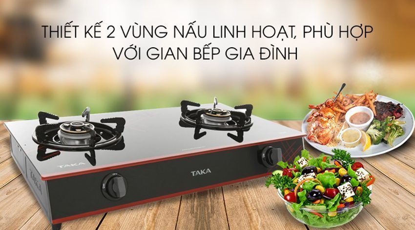 Bếp gas đôi Taka DK68E - Hàng chính hãng