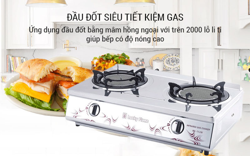 Bếp gas dương hồng ngoại Lucky Flame HQ-712SI - Hàng chính hãng