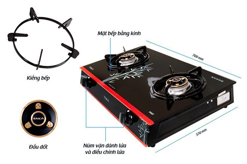 Bếp gas dương kính Taka DK68T - Hàng chính hãng