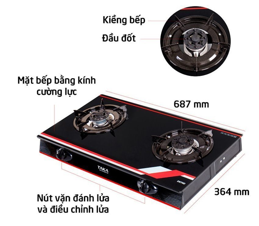 Bếp gas dương kính Taka DK70D - Hàng chính hãng