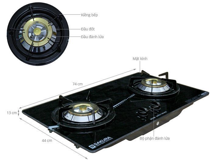 Bếp gas âm Sakura SG-268 - Hàng chính hãng