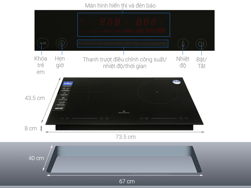 Bếp hồng ngoại điện từ Bluestone ICB-6911 - Hàng chính hãng