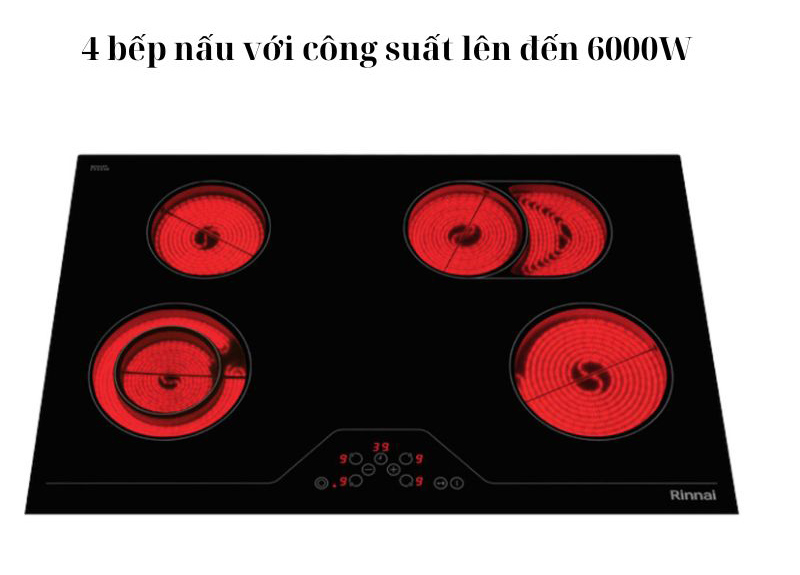 Bếp hồng ngoại 4 vùng nấu Rinnai RB-7104E-CB - Hàng chính hãng
