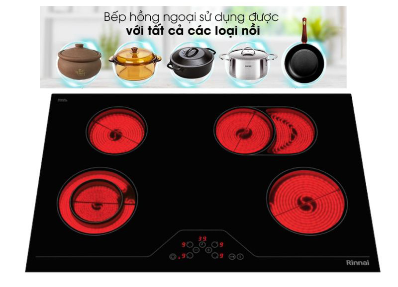 Bếp hồng ngoại 4 vùng nấu Rinnai RB-7104E-CB - Hàng chính hãng