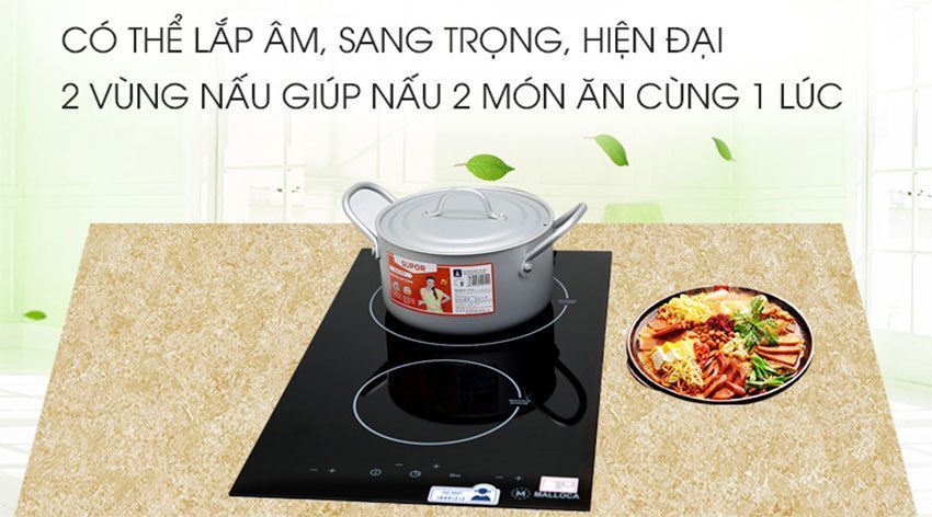 Bếp hồng ngoại Domino âm kính Malloca MDH-02R - Hàng chính hãng