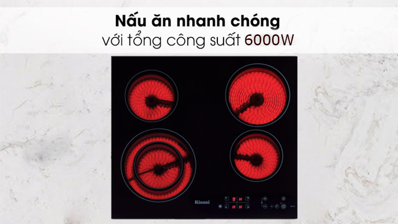 Bếp hồng ngoại âm 4 vùng nấu Rinnai RB-E41HV - Hàng chính hãng
