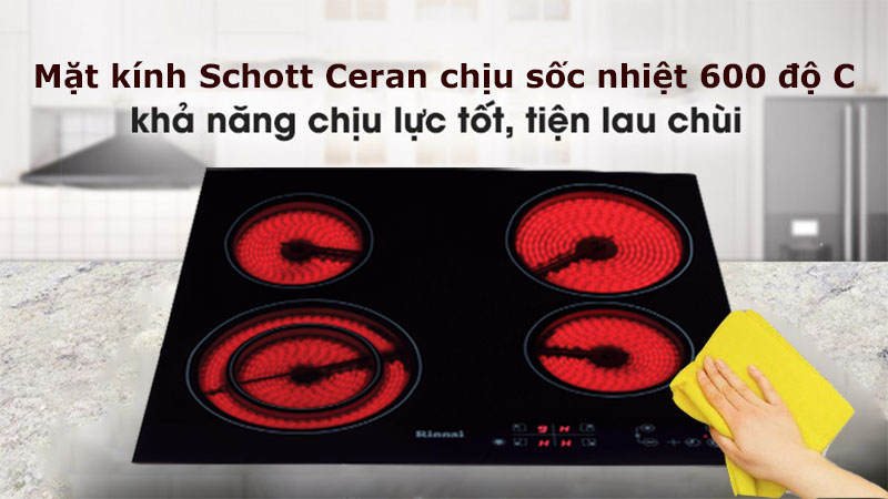 Bếp hồng ngoại âm 4 vùng nấu Rinnai RB-E41HV - Hàng chính hãng