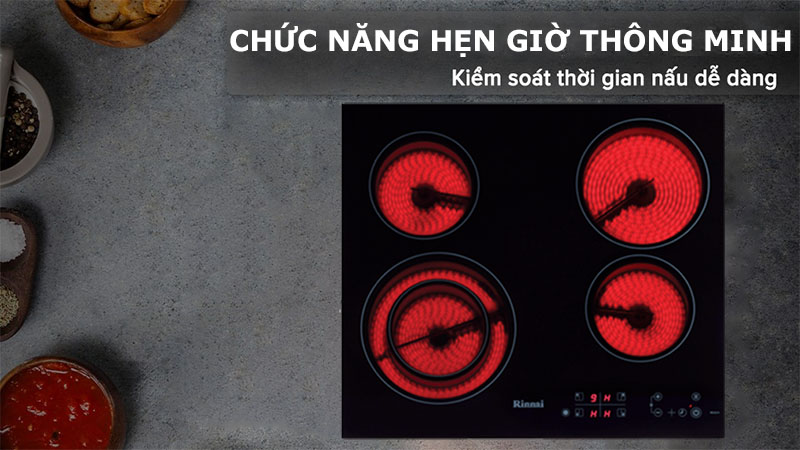 Bếp hồng ngoại âm 4 vùng nấu Rinnai RB-E41HV - Hàng chính hãng