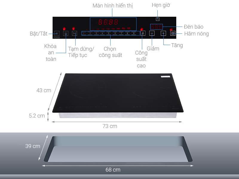 Bếp hồng ngoại điện từ Pramie PRMY-2105 - Hàng chính hãng