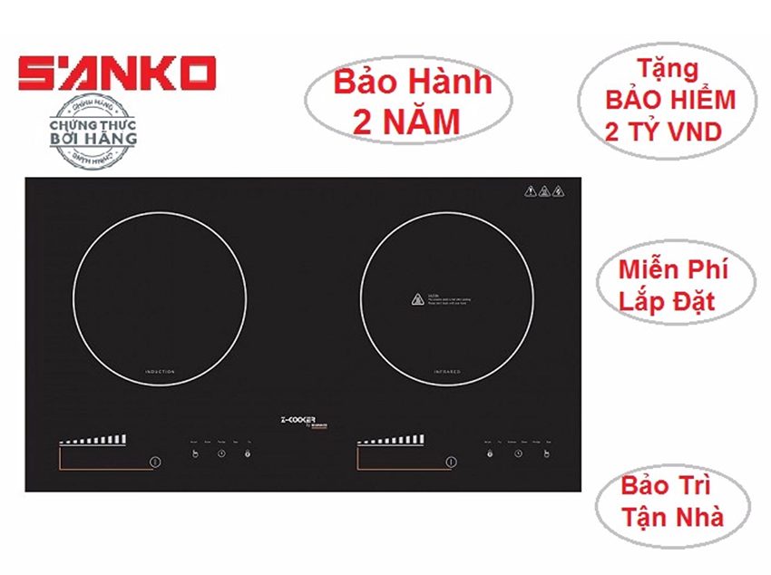 Bếp 1 từ 1 hồng ngoại Sanko Z-Cooker 4000W - Hàng chính hãng