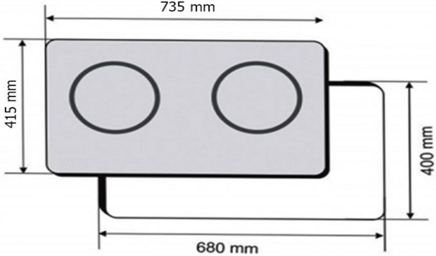 Kích thước của Bếp hồng ngoại đôi Capri CR-809KT