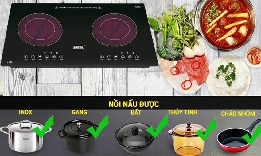 Bếp hồng ngoại đôi Giovani G-22E - Hàng chính hãng