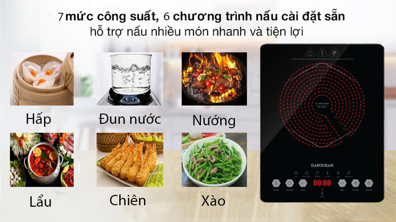Chức năng và mức công suất của Bếp hồng ngoại đơn Daikiosan DKN-100002