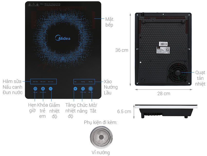 Chi tiết của bếp hồng ngoại đơn Midea MIR-B2018DG