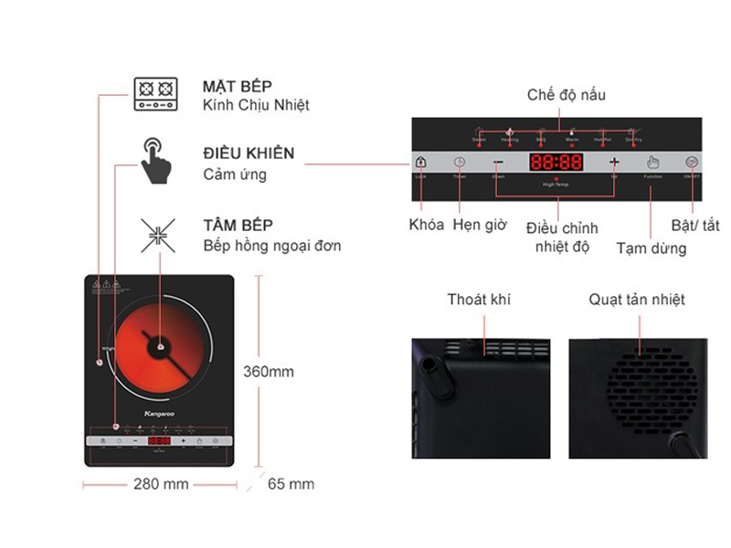 Bếp hồng ngoại đơn Kangaroo KG2000IS - Hàng chính hãng