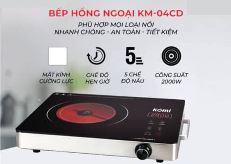 Bếp hồng ngoại đơn Komi KM-04CD - Hàng chính hãng