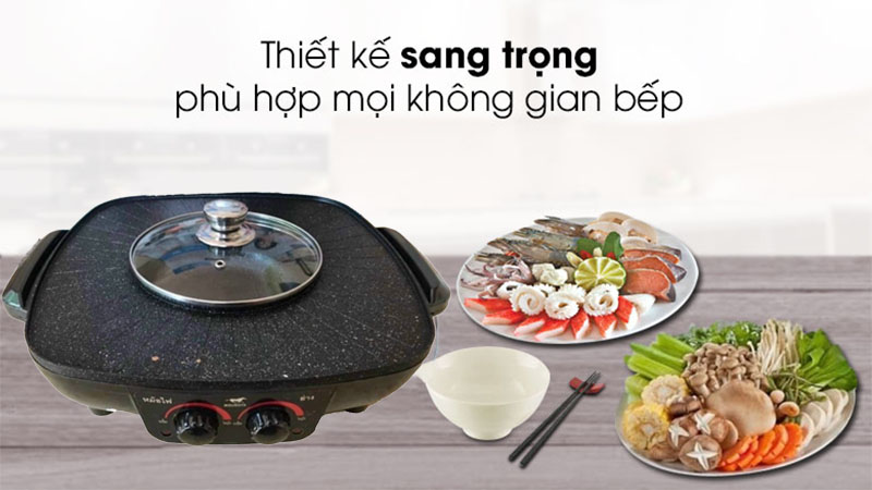 Bếp lẩu nướng đa năng 2 trong 1 Mishushita MS-0918 - Hàng chính hãng