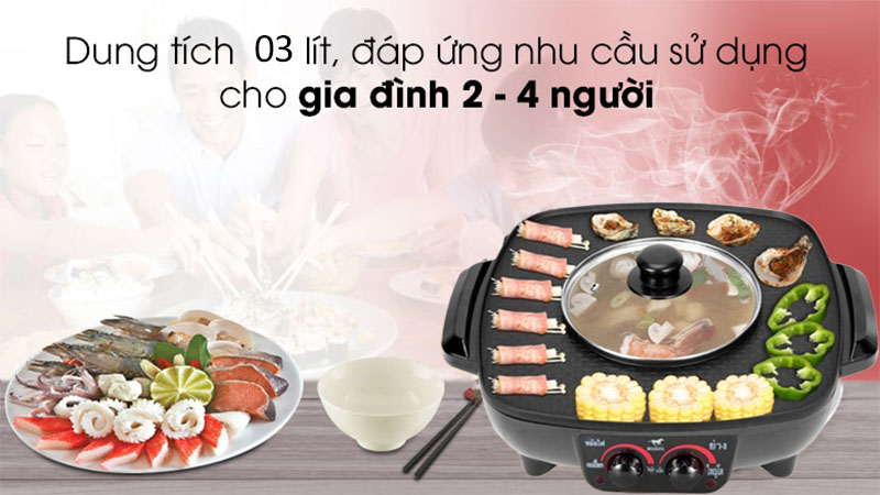 Bếp lẩu nướng đa năng 2 trong 1 Mishushita MS-0918 - Hàng chính hãng