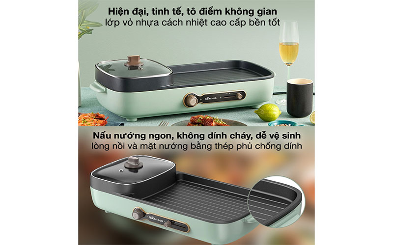 Chất liệu của Bếp lẩu nướng đa năng Bear DKL-C15G1