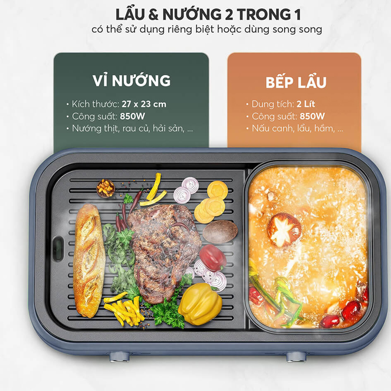 Bếp lẩu nướng đa năng Elmich HE-3908 - Hàng chính hãng