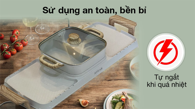 Bếp lẩu nướng điện 2 trong 1 Aoran AORAN - Hàng chính hãng