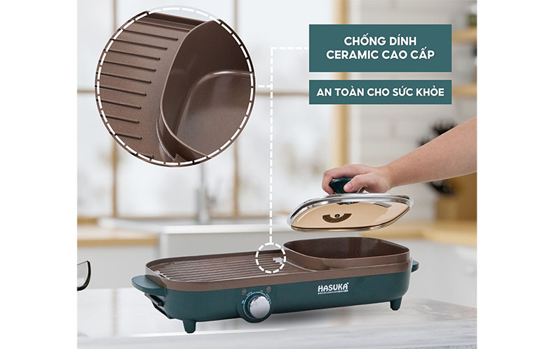 Bếp lẩu nướng điện Hasuka HSK-363LN - Hàng chính hãng