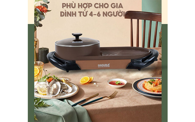 Bếp lẩu nướng điện Hasuka HSK-366LN - Hàng chính hãng