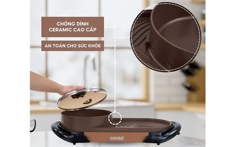 Bếp lẩu nướng điện Hasuka HSK-366LN - Hàng chính hãng