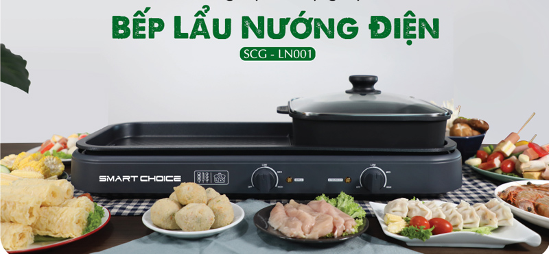 Bếp lẩu nướng điện đa năng Smart Choice SCG-LN001 - Hàng chính hãng