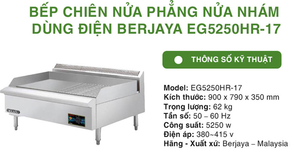 Bếp nửa phẳng nửa nhám điện Berjaya EG5250HR-17 - Hàng chính hãng