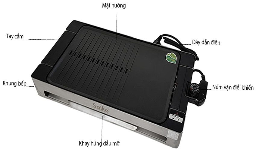 Cấu tạo của Bếp nướng điện Saiko GR-2150T