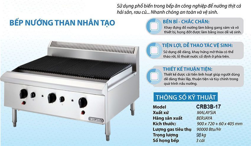 Ưu điểm của bếp nướng than nhân tạo Berjaya CRB3B-17