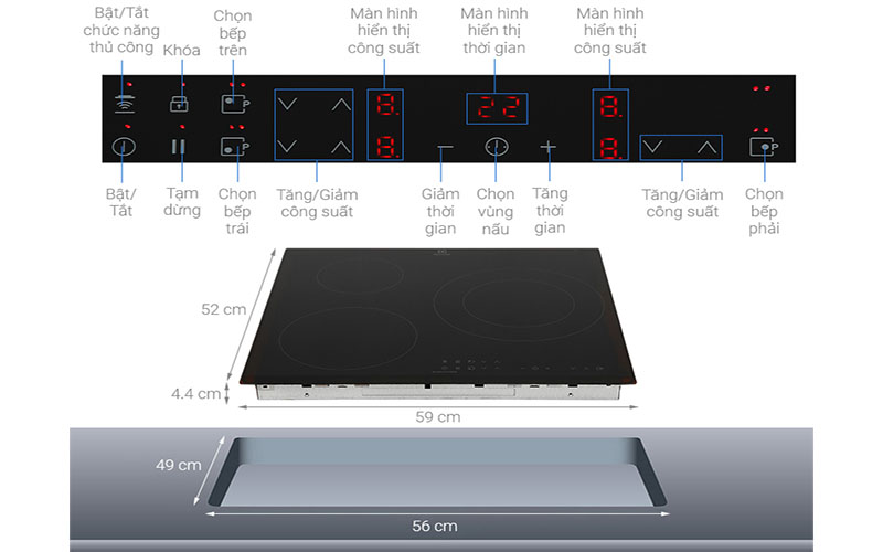 Bếp từ 3 vùng nấu Electrolux LIT60336 - Hàng chính hãng