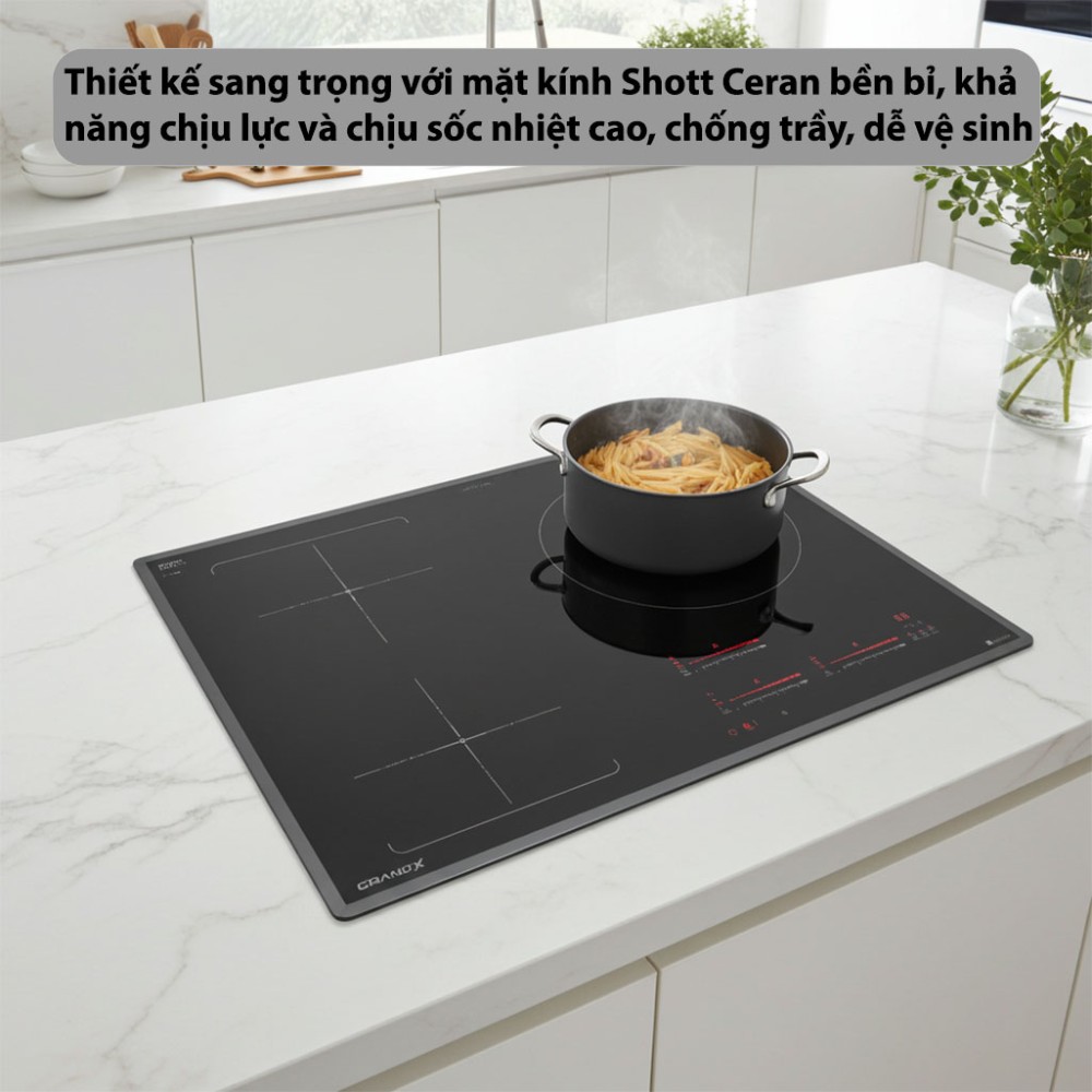 Bếp từ 3 vùng nấu GrandX GX-IH933G thiết kế sang trọng, mặt kính cường lực chịu nhiệt