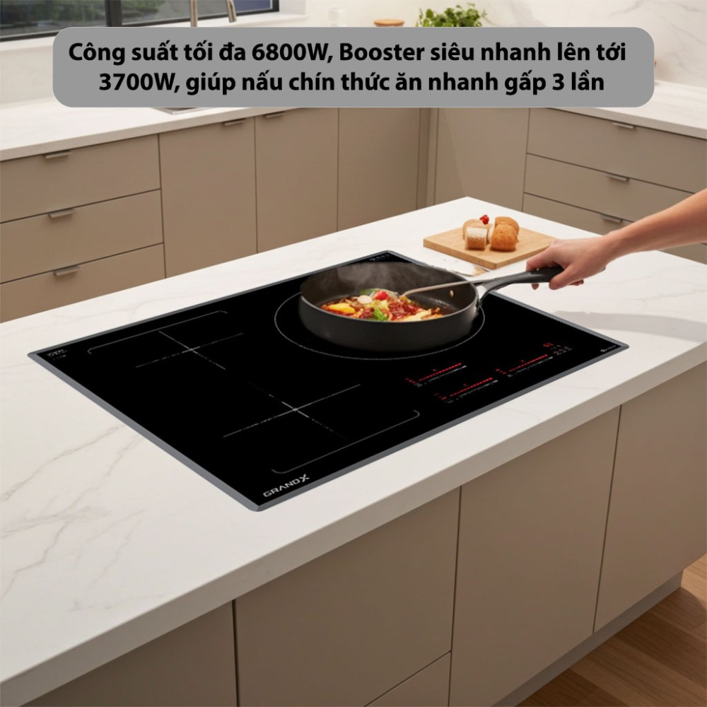 Bếp từ 3 vùng nấu GrandX GX-IH933G  công suất mạnh mẽ cho hiệu suất cao