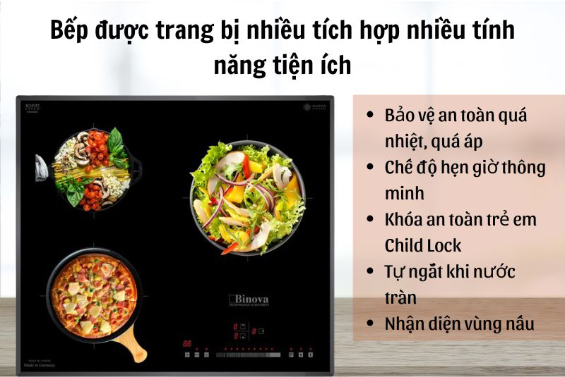 Bếp từ 3 vùng nấu Binova BI-689GM - Hàng chính hãng
