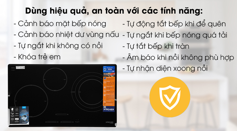 Bếp từ 3 vùng nấu lắp âm Kocher DI-855GE - Hàng chính hãng