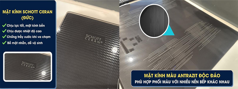 Mặt kính của Bếp từ 4 vùng nấu Malloca MI-594 LINEAR