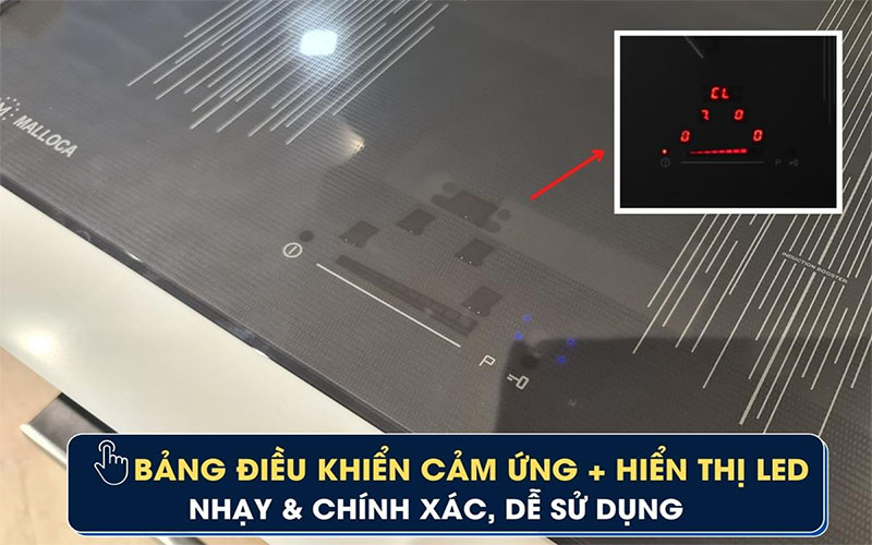 Bảng điều khiển của Bếp từ 4 vùng nấu Malloca MI-594 LINEAR