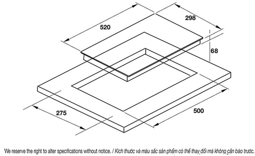 Kích thước của Bếp từ Domino Hafele HC-I302B 536.01.670