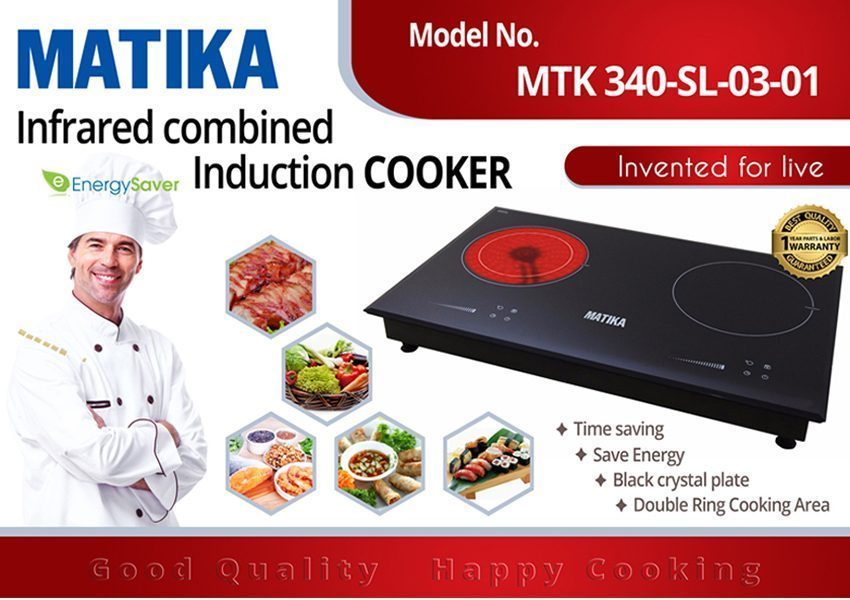 Bếp đôi hồng ngoại điện từ Matika MTK-340-SL03-1 - Hàng chính hãng