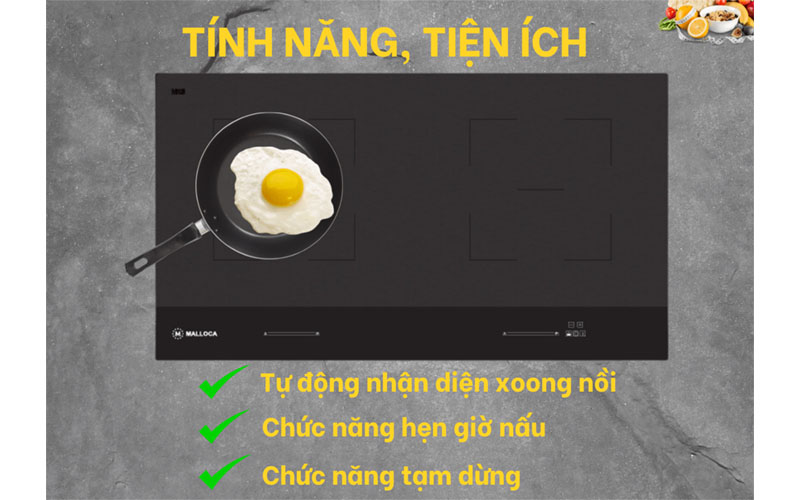 Bếp từ âm 2 vùng nấu Malloca Skylux MH-802 - Hàng chính hãng