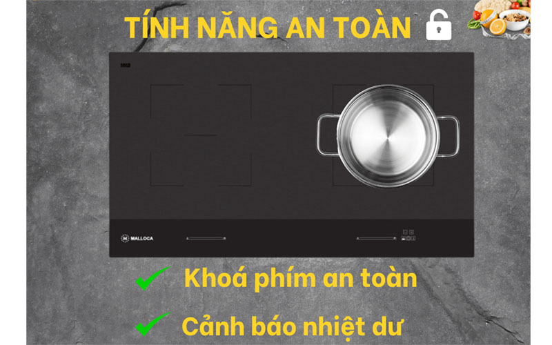Bếp từ âm 2 vùng nấu Malloca Skylux MH-802 - Hàng chính hãng