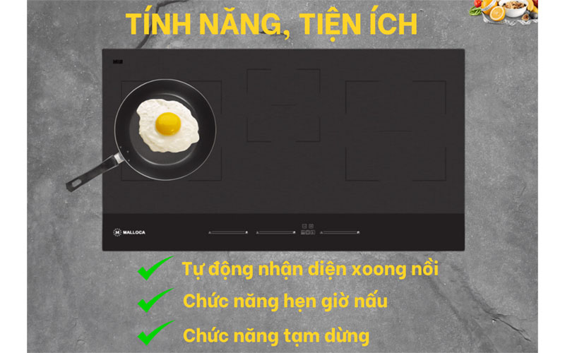 Bếp từ 3 vùng nấu Malloca MH-803 - Hàng chính hãng